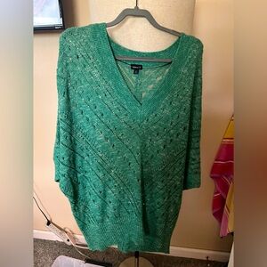 Torrid Green V-Neck Sweater with Loose-Knit Design